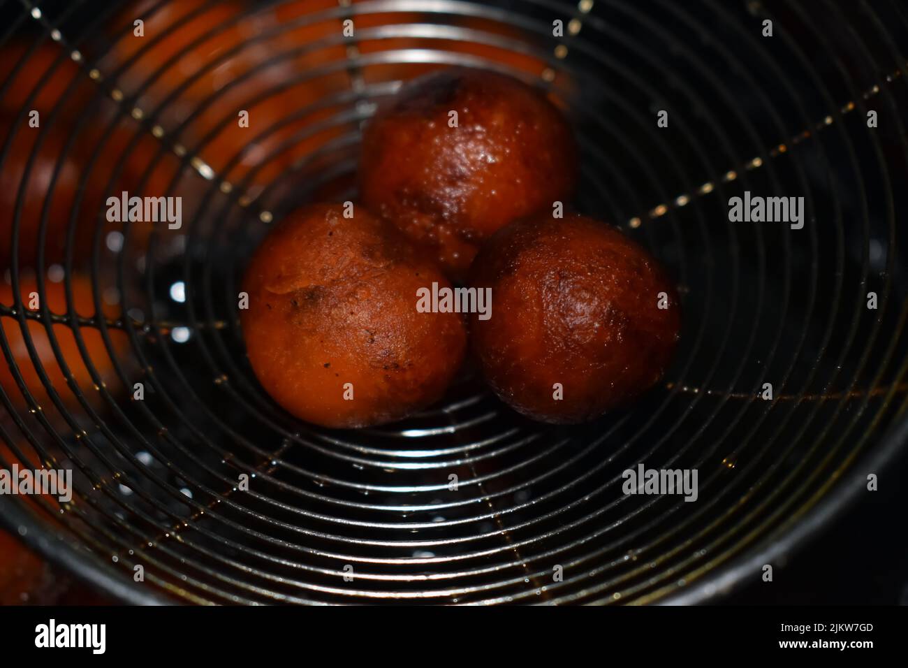 Indian Sweet Gulab Jamun is a Syrupy Dessert Popular in India. Stock Photo
