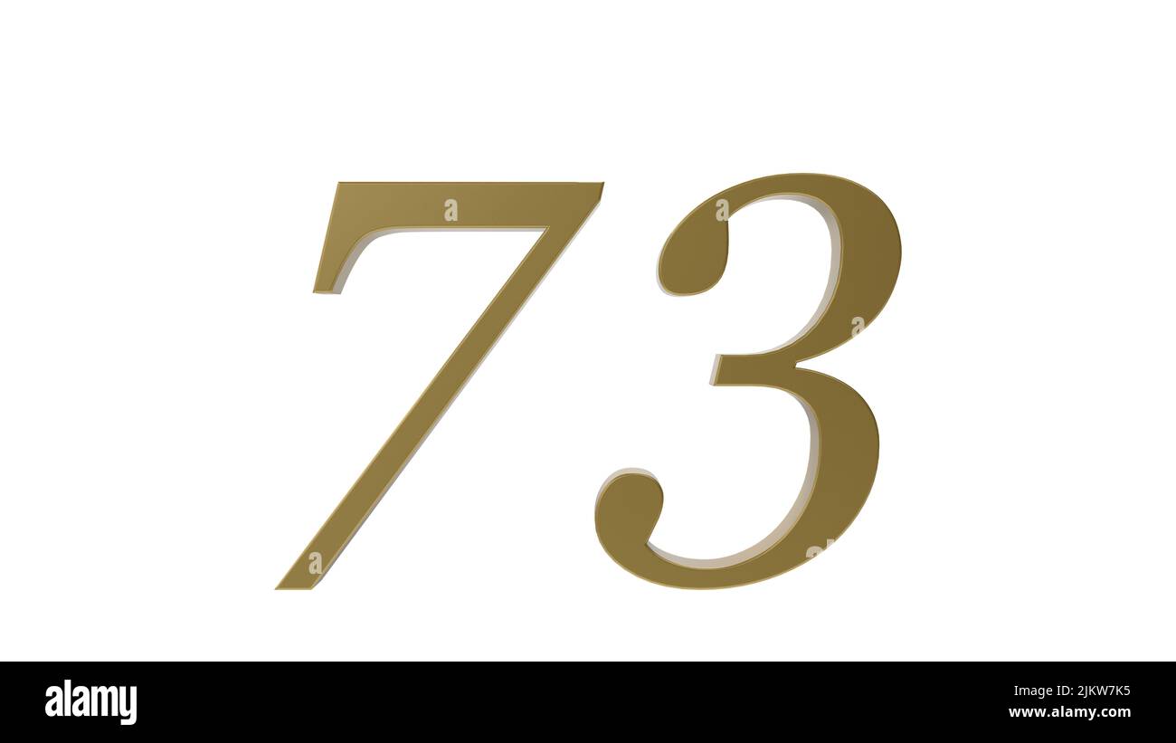 73 gold number digit metal 3d render illustration Stock Photo - Alamy
