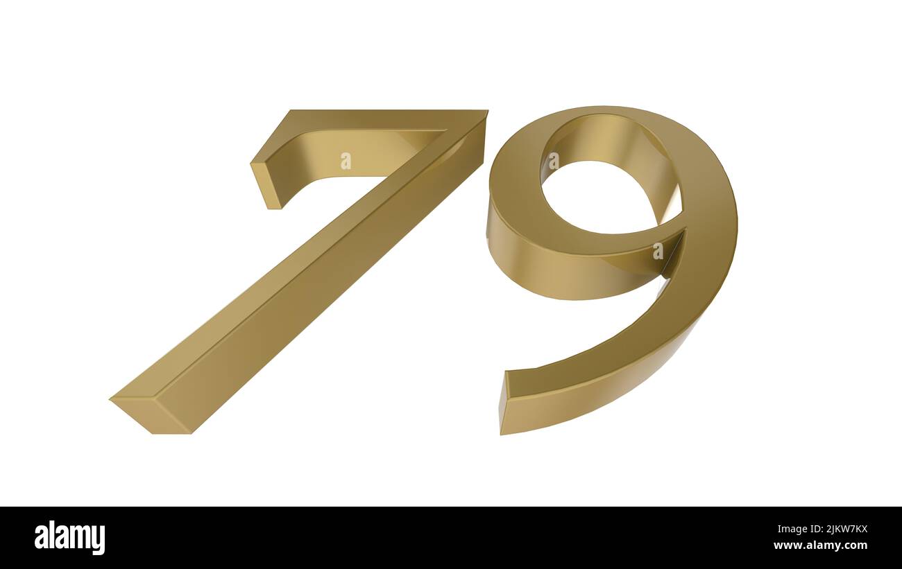 79 gold number digit metal 3d render illustration Stock Photo - Alamy