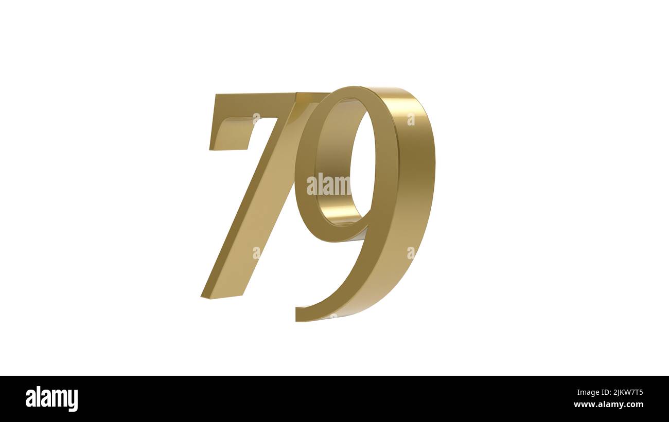 79 gold number digit metal 3d render illustration Stock Photo - Alamy