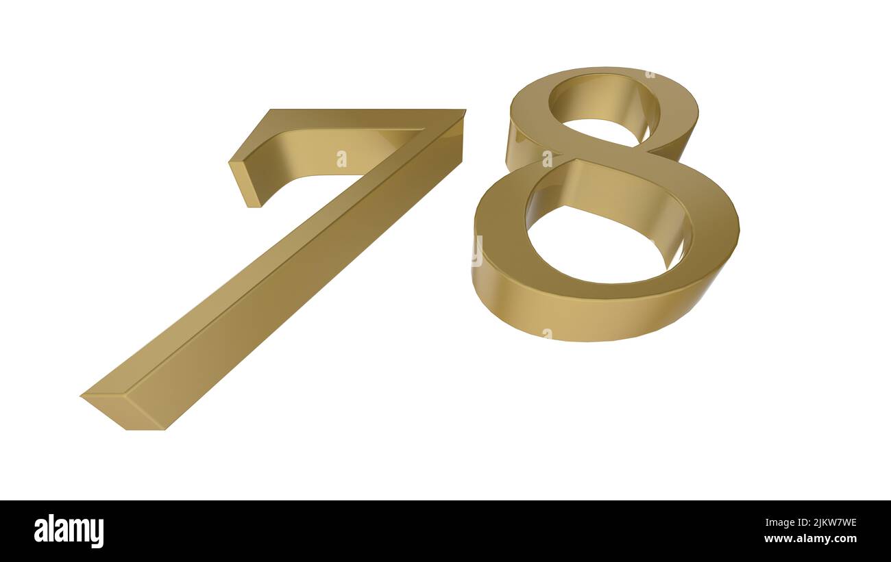 78 gold number digit metal 3d render illustration Stock Photo - Alamy