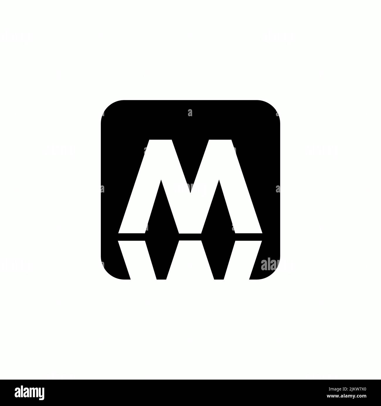 The letters M and W in the black square with the white background - beautiful logo design Stock Vector