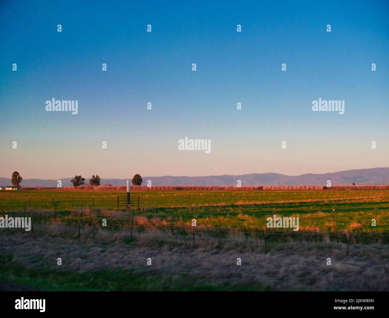 A scenic view of the Nothern California fields and landscape during sunset Stock Photo