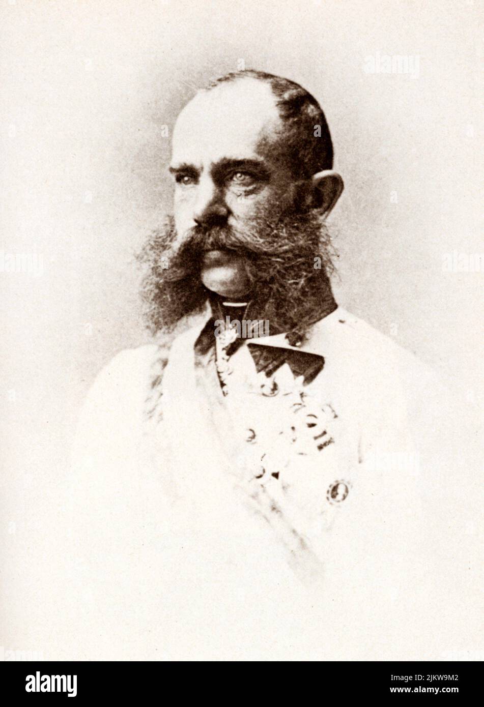 1875 , Wien , Austria   : The   celebrated austrian   Kaiser FRANZ JOSEF  ( 1830 - 1916 ) , Emperor of Austria , King of Hungary and Bohemia   - FRANCESCO GIUSEPPE - JOSEPH - ABSBURG - ASBURG - ASBURGO - NOBILITY - NOBILI - NOBILTA' - REALI  - ABSBURGO - HASBURG - ROYALTY  - moustache - baffi  ----  Archivio GBB Stock Photo