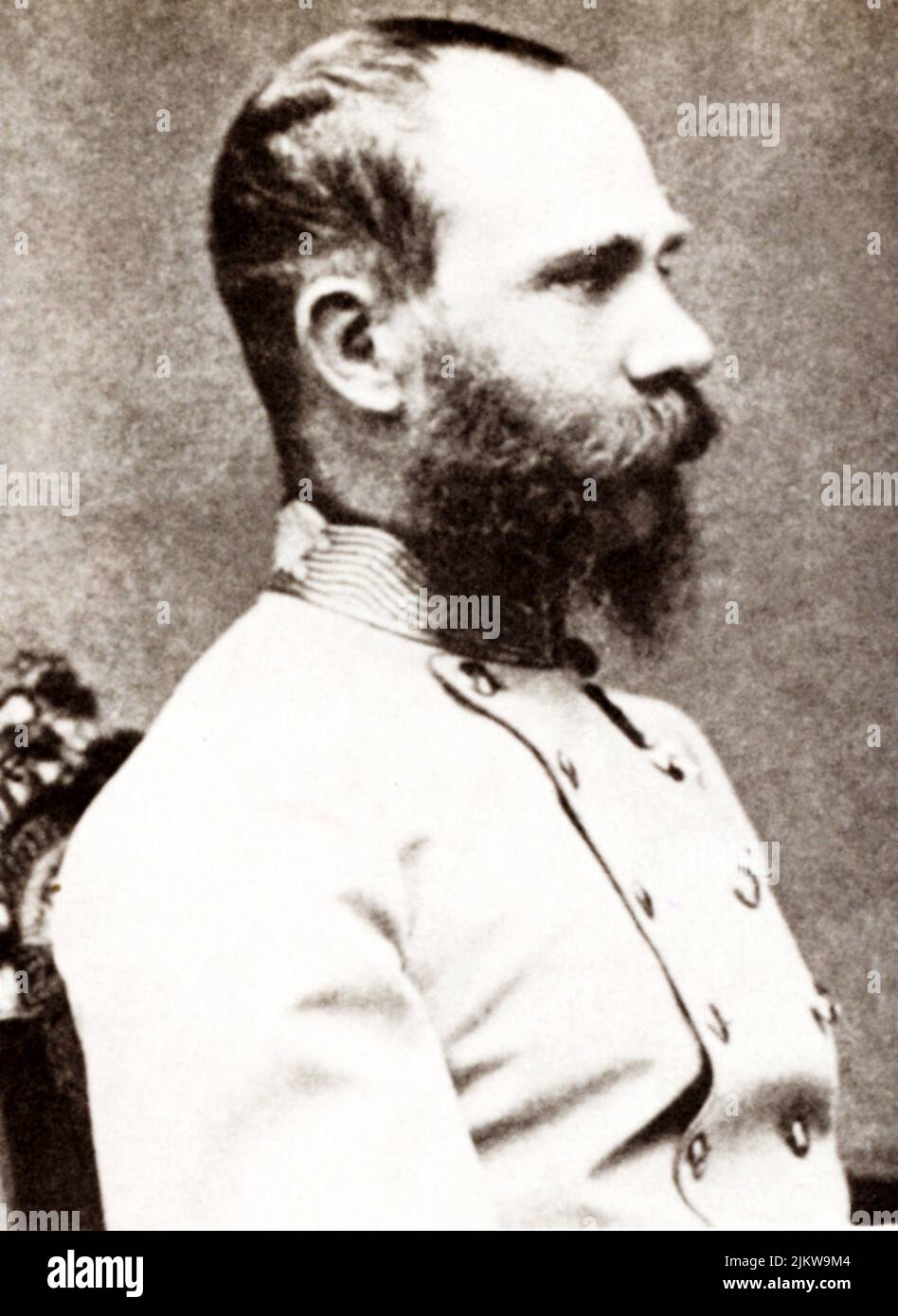 1873 , Wien , Austria   : The   celebrated austrian   Kaiser FRANZ JOSEF  ( 1830 - 1916 ) , Emperor of Austria , King of Hungary and Bohemia   - FRANCESCO GIUSEPPE - JOSEPH - ABSBURG - ASBURG - ASBURGO - NOBILITY - NOBILI - NOBILTA' - REALI  - ABSBURGO - HASBURG - ROYALTY  - moustache - baffi - profilo - profile  ----  Archivio GBB Stock Photo