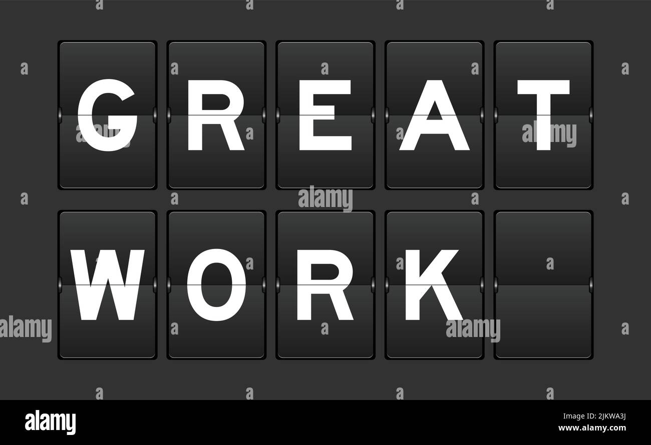 Black color analog flip board with word great work on gray background Stock Vector Image & Art