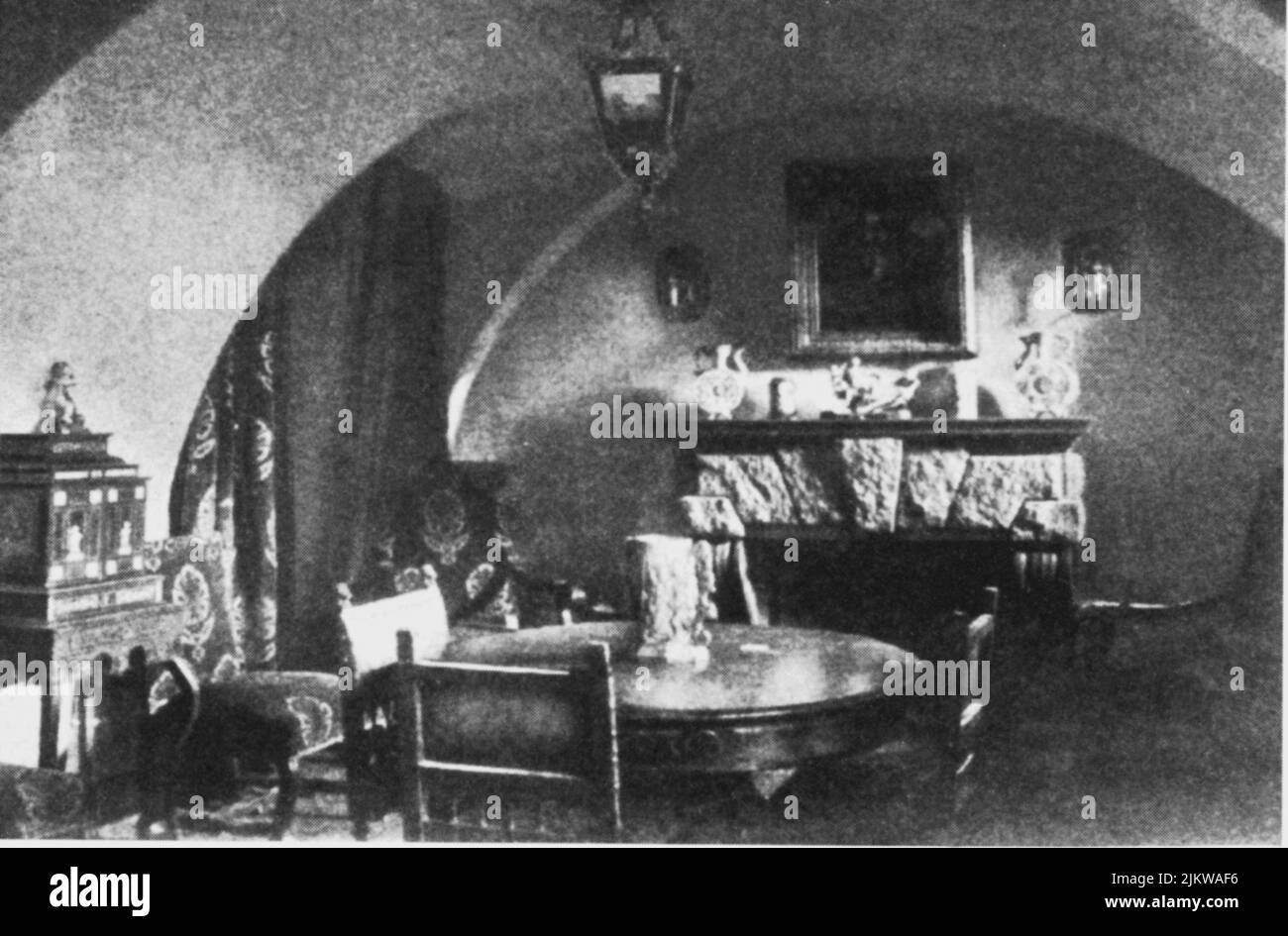 1916 , 16 december , Saint Petersburg , Russia : The murder cellar in the Moika Palace by Youssoupov family , whom the  celebrated russian priest Grigorij Efimovic RASPUTIN ( 1871 - 1916 ) was  killed by prince Felix Youssoupov and others conspirators   -   - RASPOUTINE  - assasination - delitto ----  Archivio GBB Stock Photo