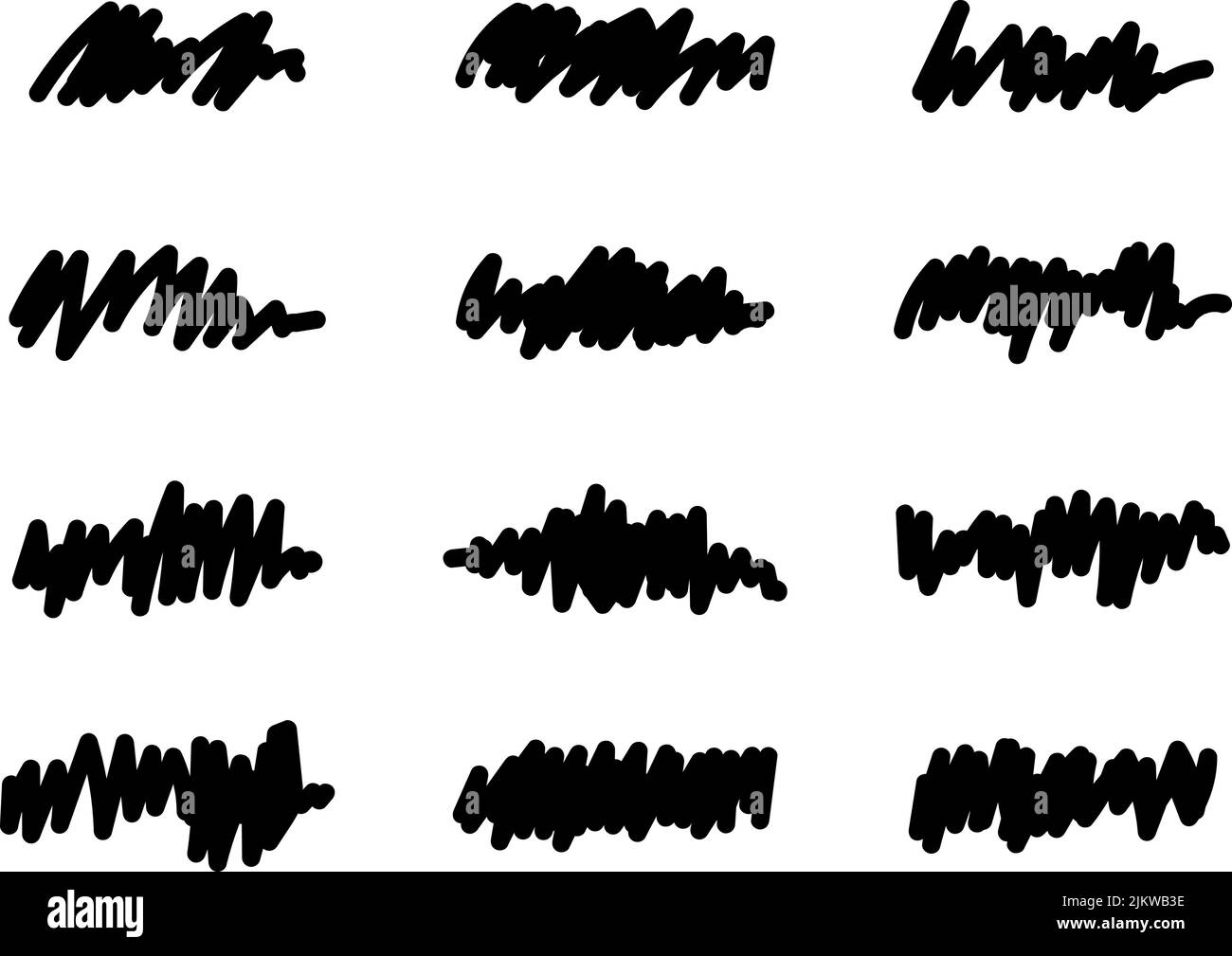 Set of black color handdrawing scribble line on white background Stock