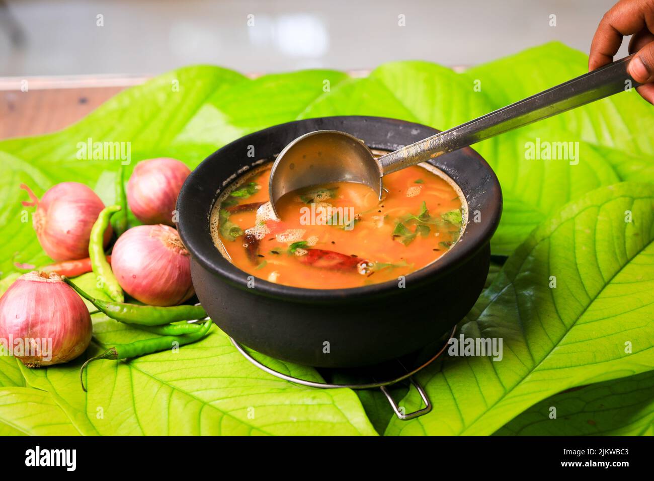 andhra famous rasam sambaar dish Stock Photo