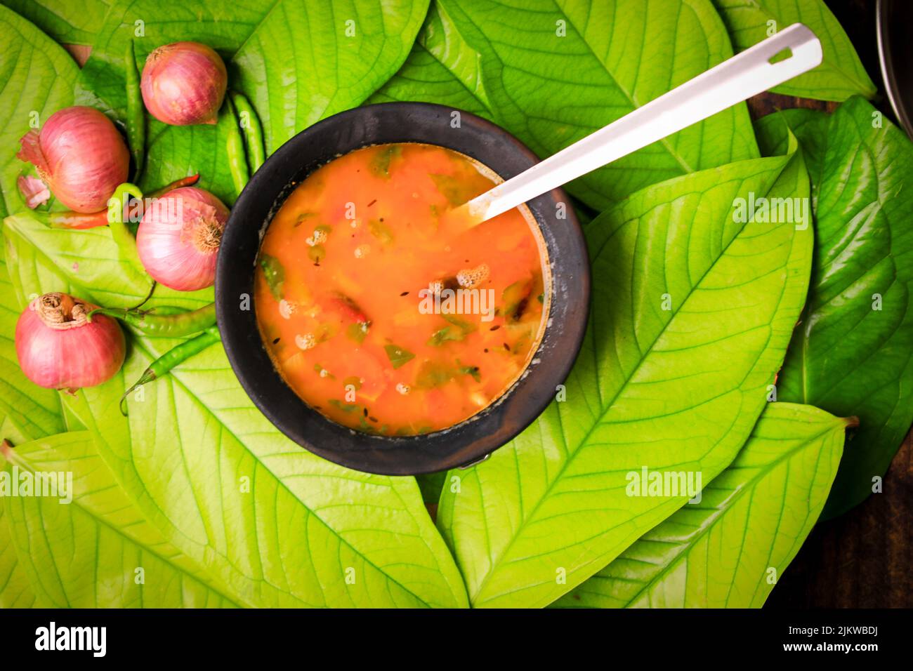 andhra famous rasam sambaar dish Stock Photo