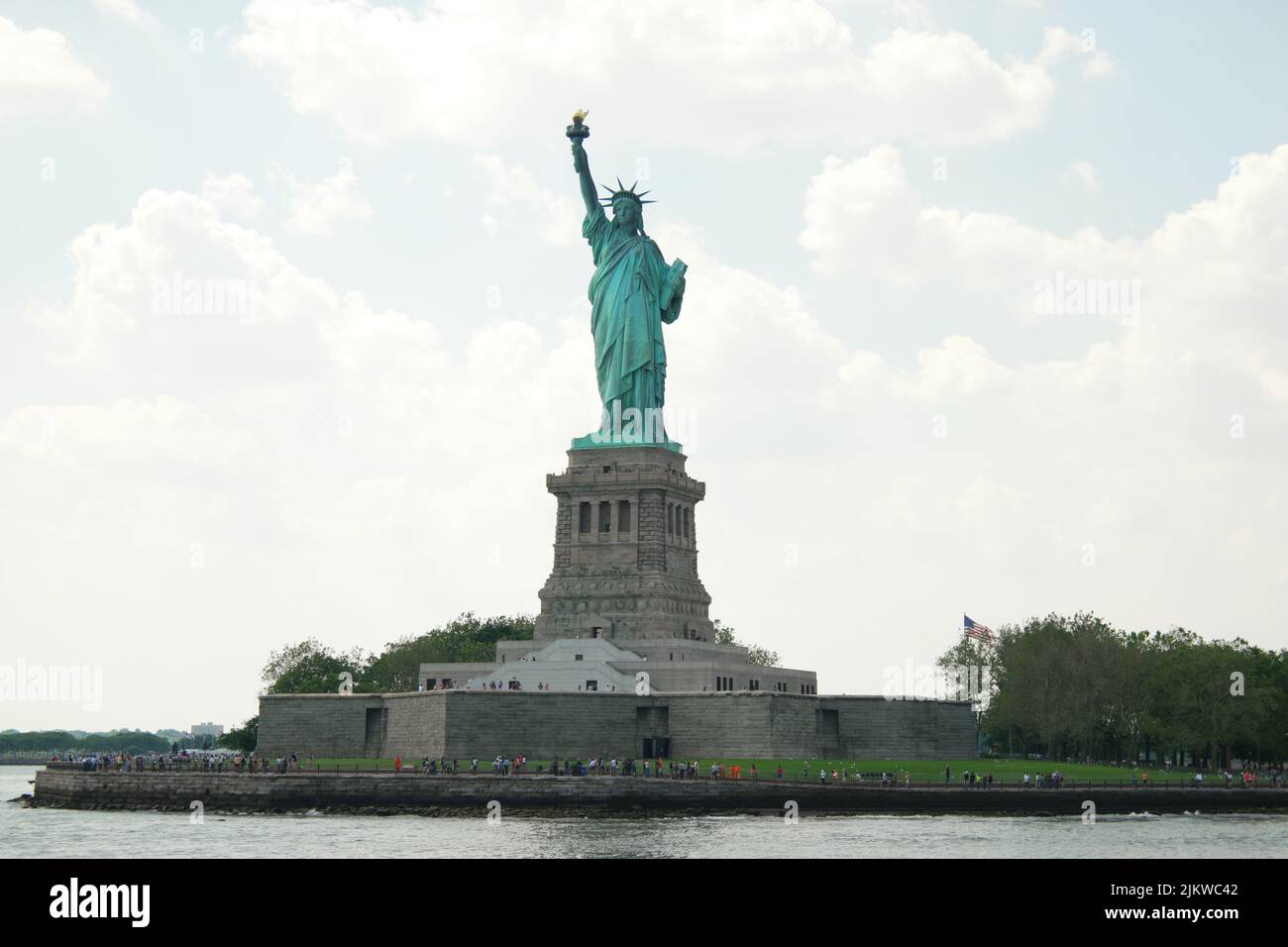 The prominent Statue of Libery on Ellis Island in New York City, the