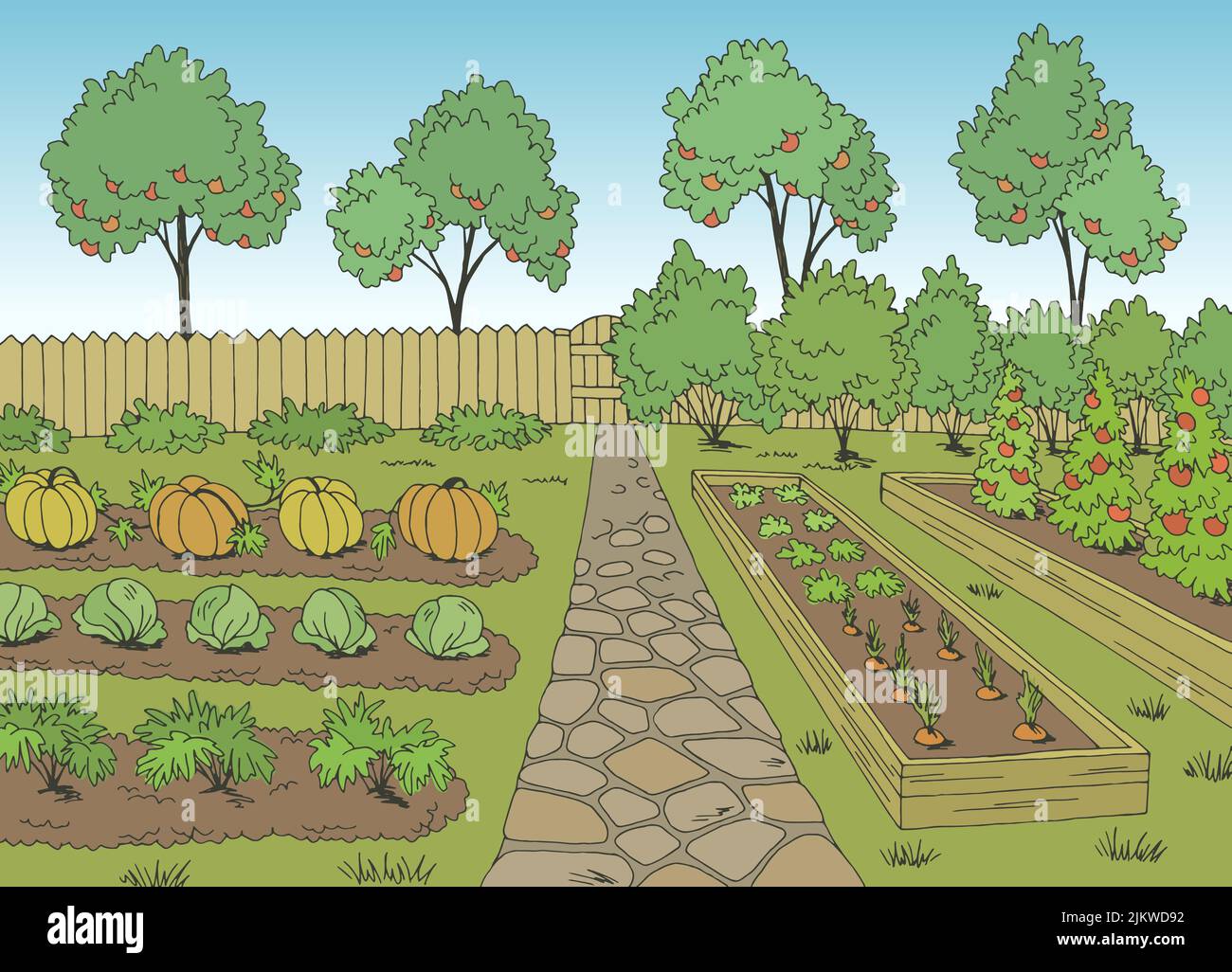 Vegetable garden backyard Stock Vector Images  Alamy
