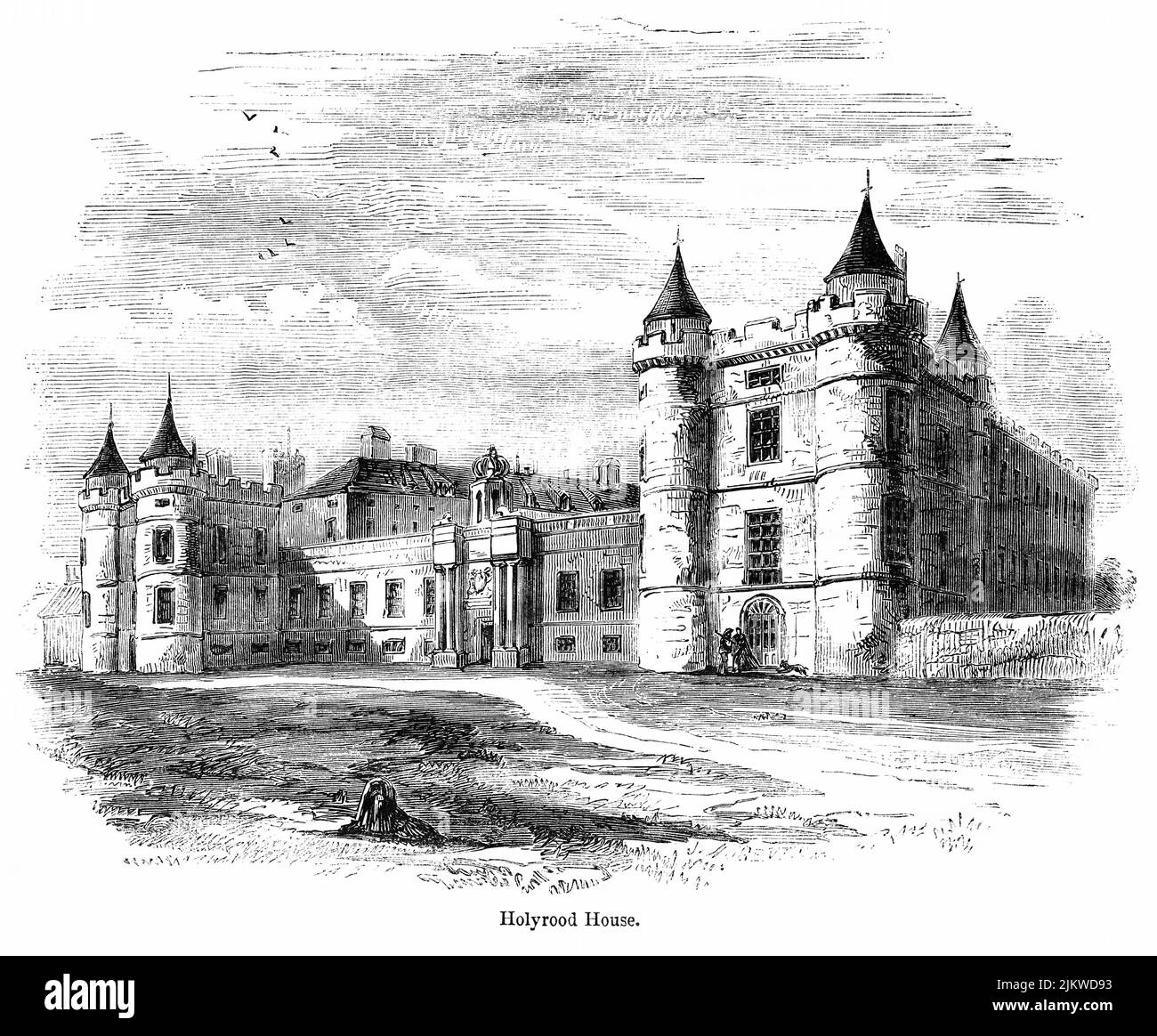 Holyrood House, Illustration from the Book, 'John Cassel’s Illustrated History of England, Volume II', text by William Howitt, Cassell, Petter, and Galpin, London, 1858 Stock Photo