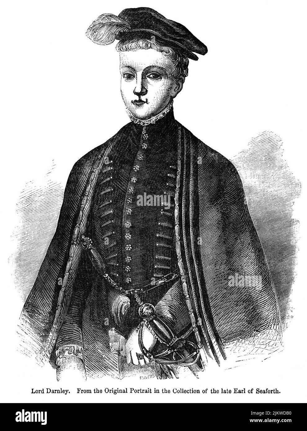 Lord Darnley. From the Original Portrait in the Collection of the Earl of Seaforth, Illustration from the Book, 'John Cassel’s Illustrated History of England, Volume II', text by William Howitt, Cassell, Petter, and Galpin, London, 1858 Stock Photo