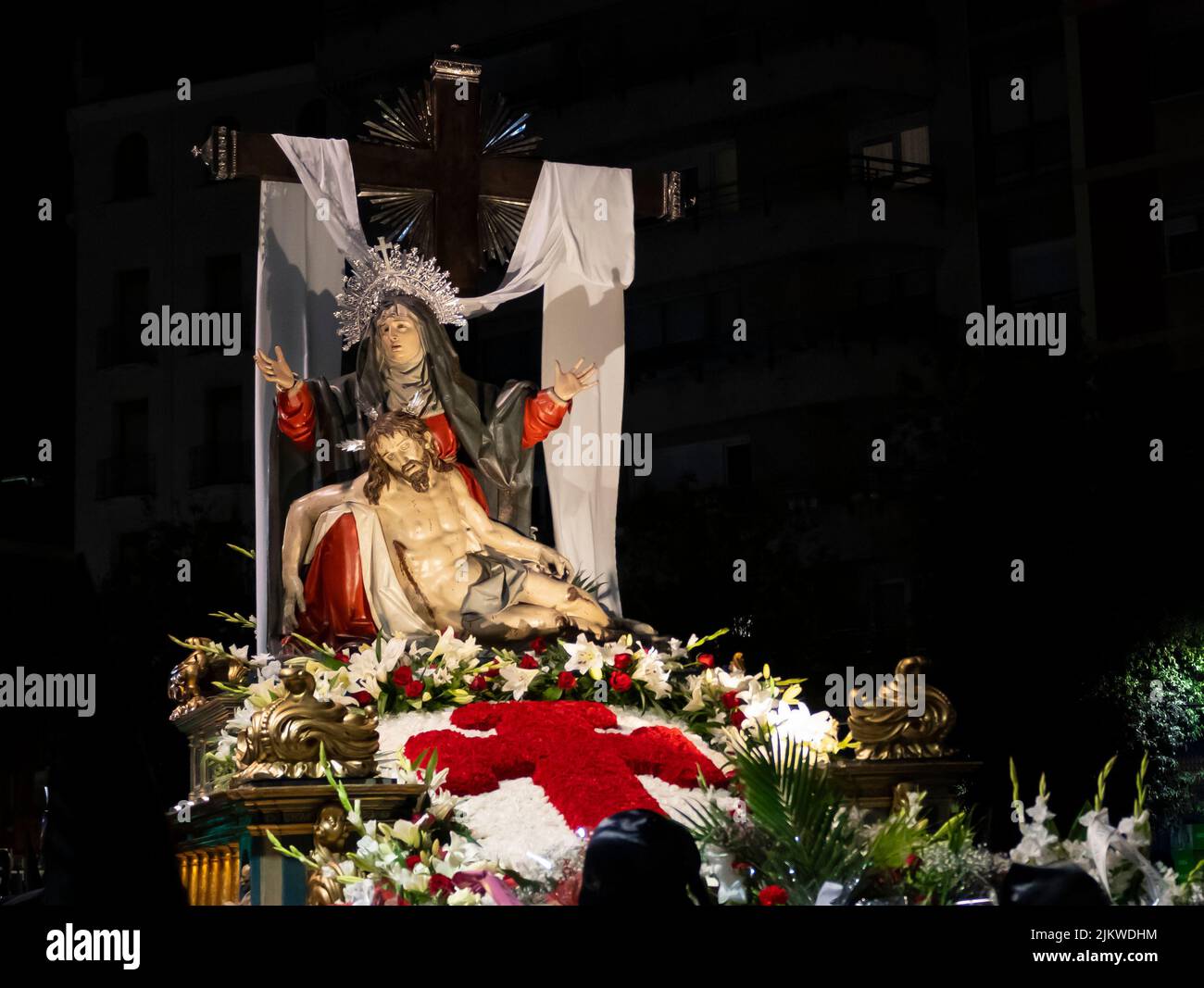 Semana santa Valladolid, talla la quinta angustia de Gregorio Fernandez 1625 durante el miércoles santo Stock Photo