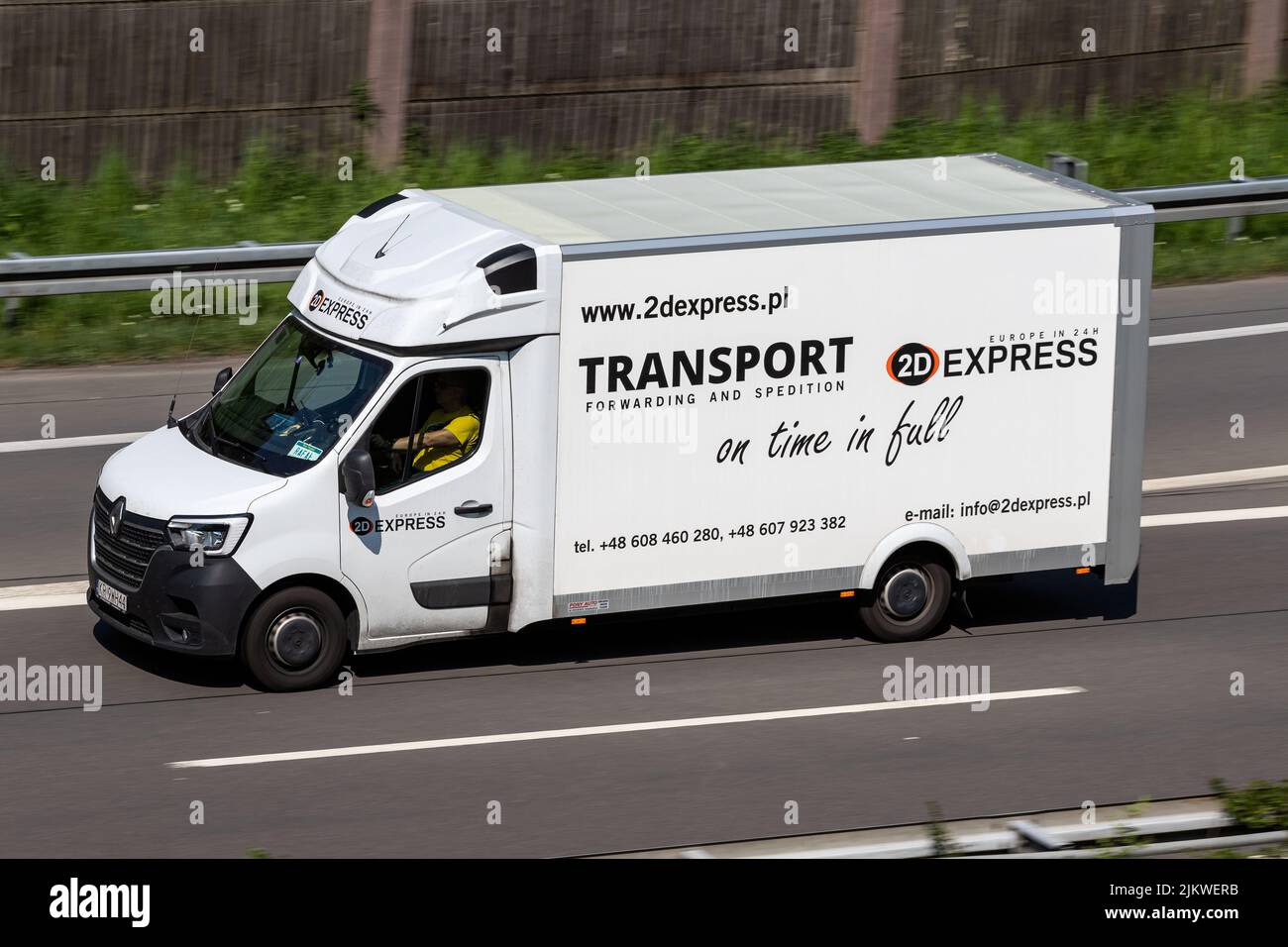 2D Express Renault Master on motorway Stock Photo
