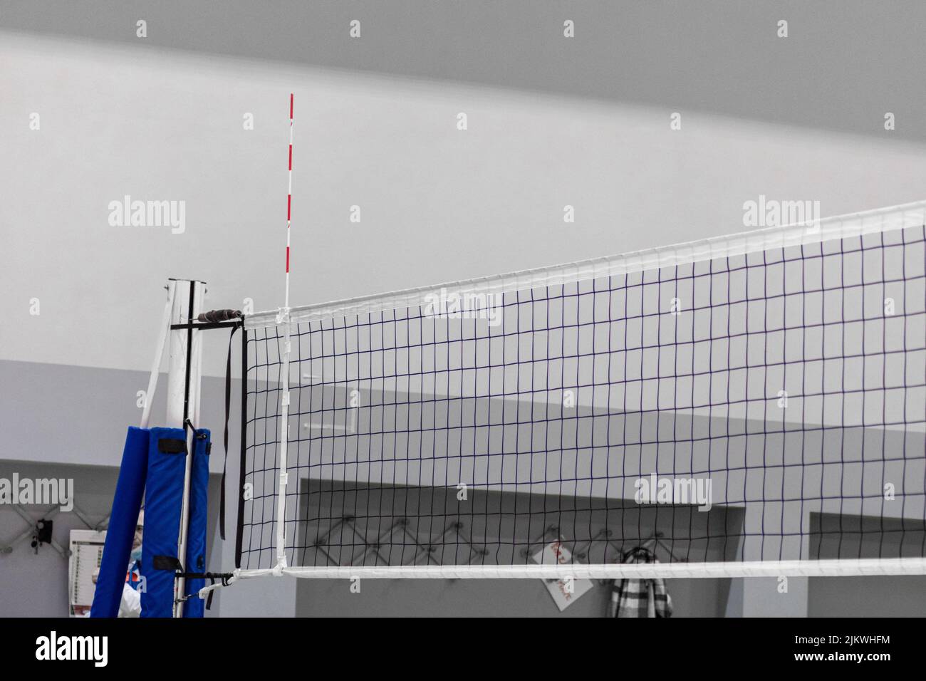 A natural view of a volleyball net on the field Stock Photo