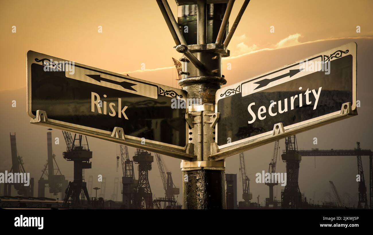 Street Sign the Direction Way to Security versus Risk Stock Photo - Alamy