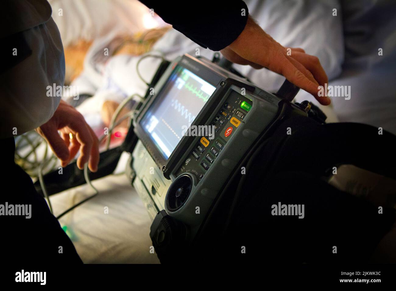 Resuscitation paramedic doing an ECG. Stock Photo