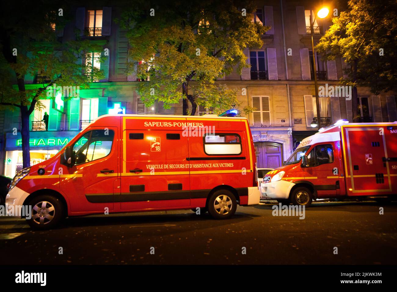 Resuscitation ambulance intervening in the event of vital distress such as cardiac arrest. Stock Photo