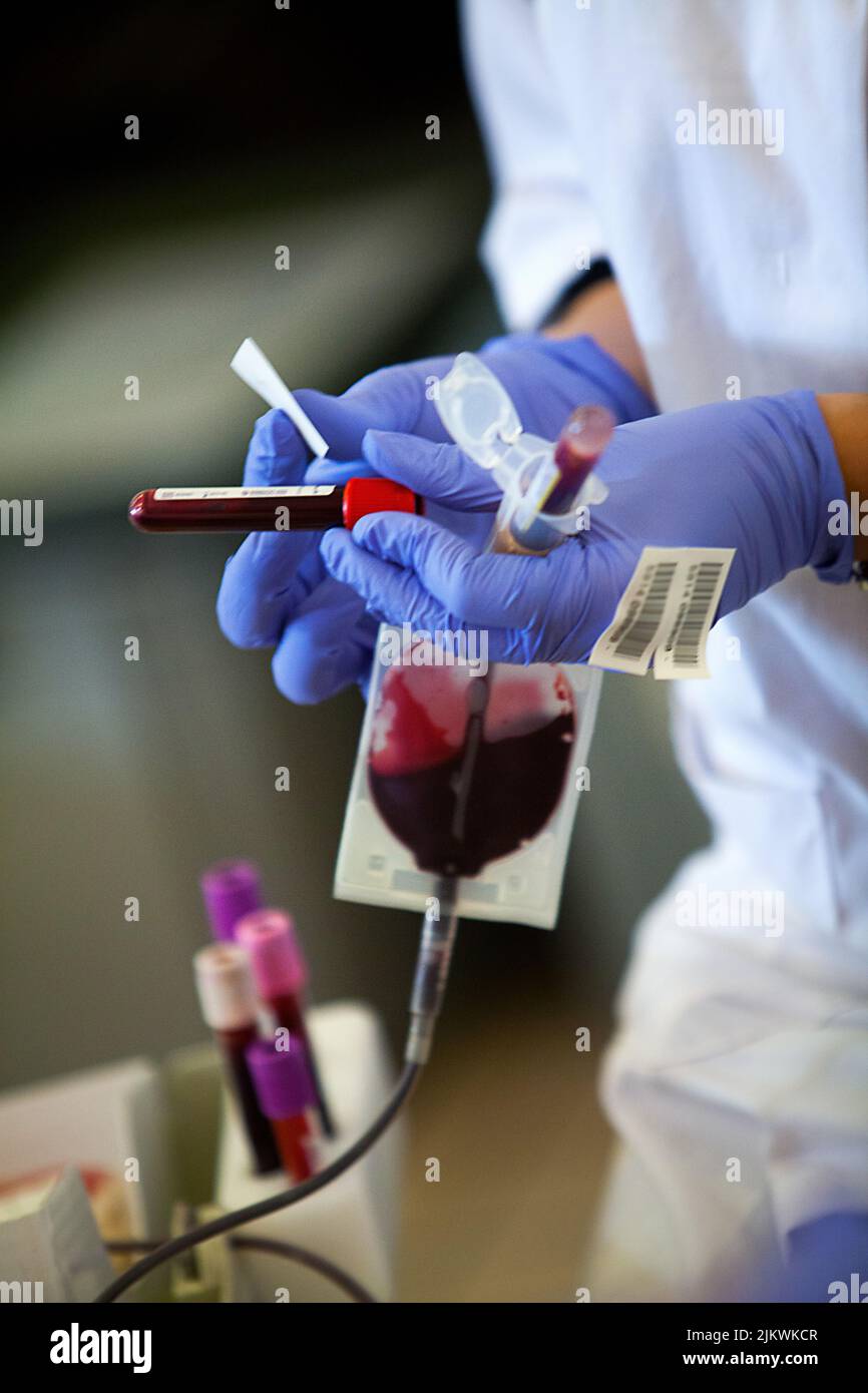 Donate blood at a blood collection facility Stock Photo Alamy