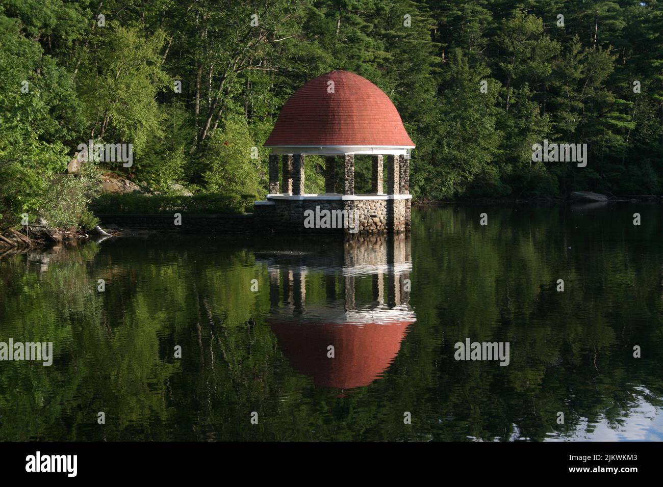 Gazebo at Coggshall Park with reflection in water Fitchburg