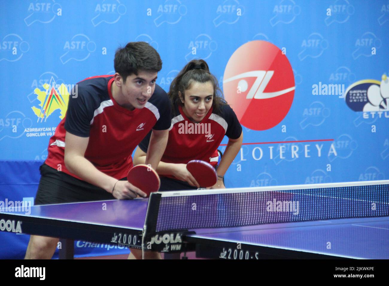 Azerbaijan national table tennis championship mix couple waiting for