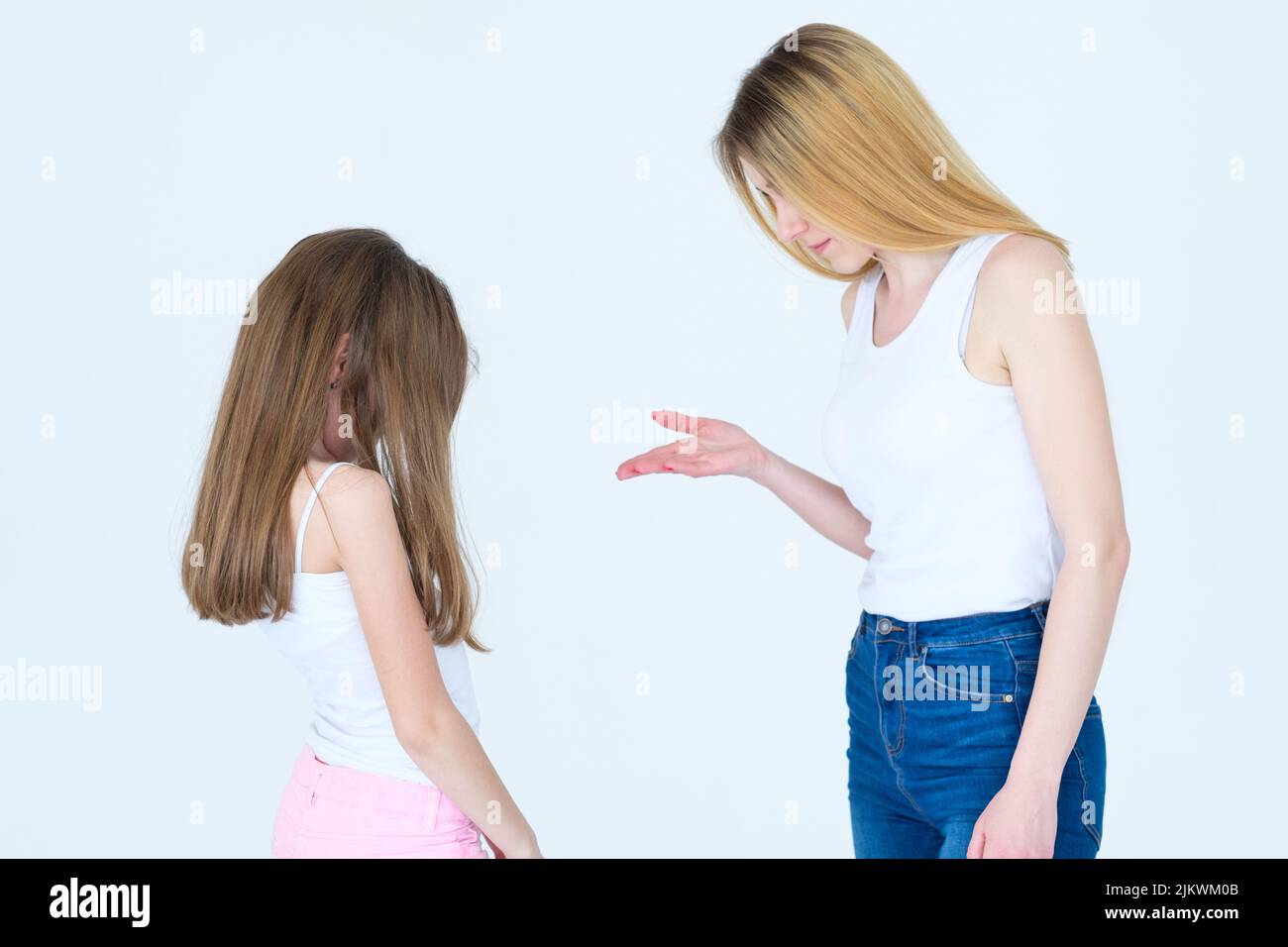 mom scold daughter nag tell off family parenting Stock Photo