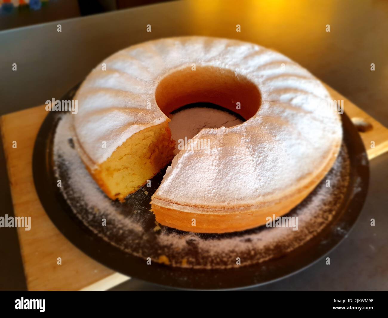 A freshly baked homemade vanilla cake Stock Photo