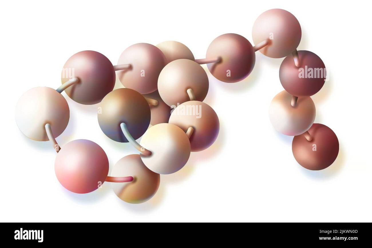 Peptide: protein formed by a chain of animated acids. Stock Photo
