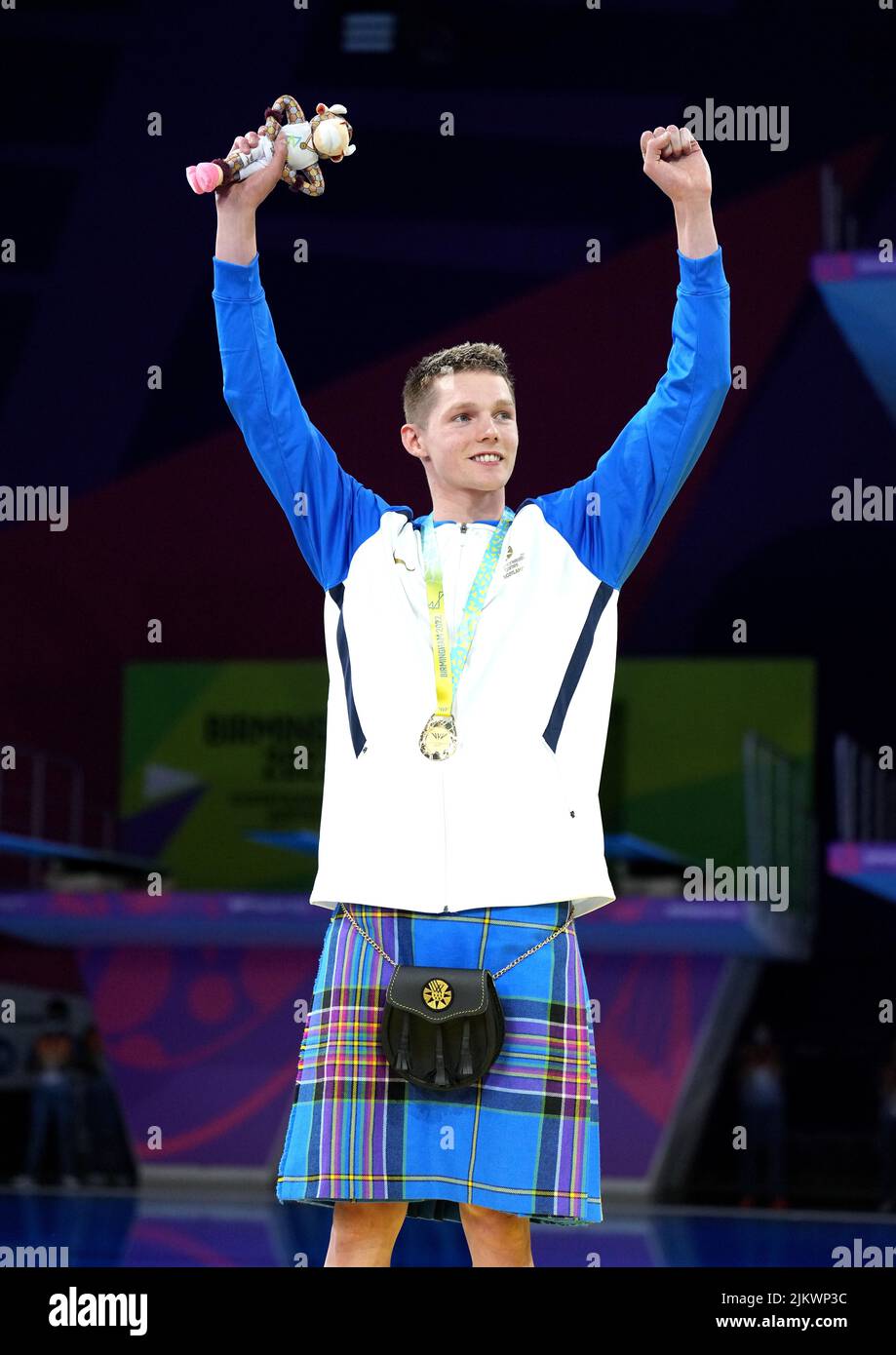 Scotland's Duncan Scott with the gold medal after winning the Men's 200m Individual Medley Final at the Sandwell Aquatics Centre on day six of the 2022 Commonwealth Games in Birmingham. Picture date: Wednesday August 3, 2022. Stock Photo