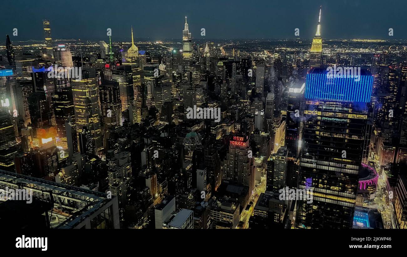 Aerial view new york city night hi-res stock photography and images - Alamy