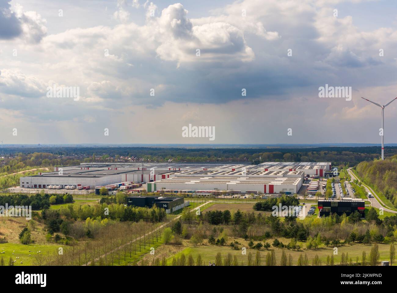High angle view on H. Essers logistics distribution centre in Genk Stock Photo