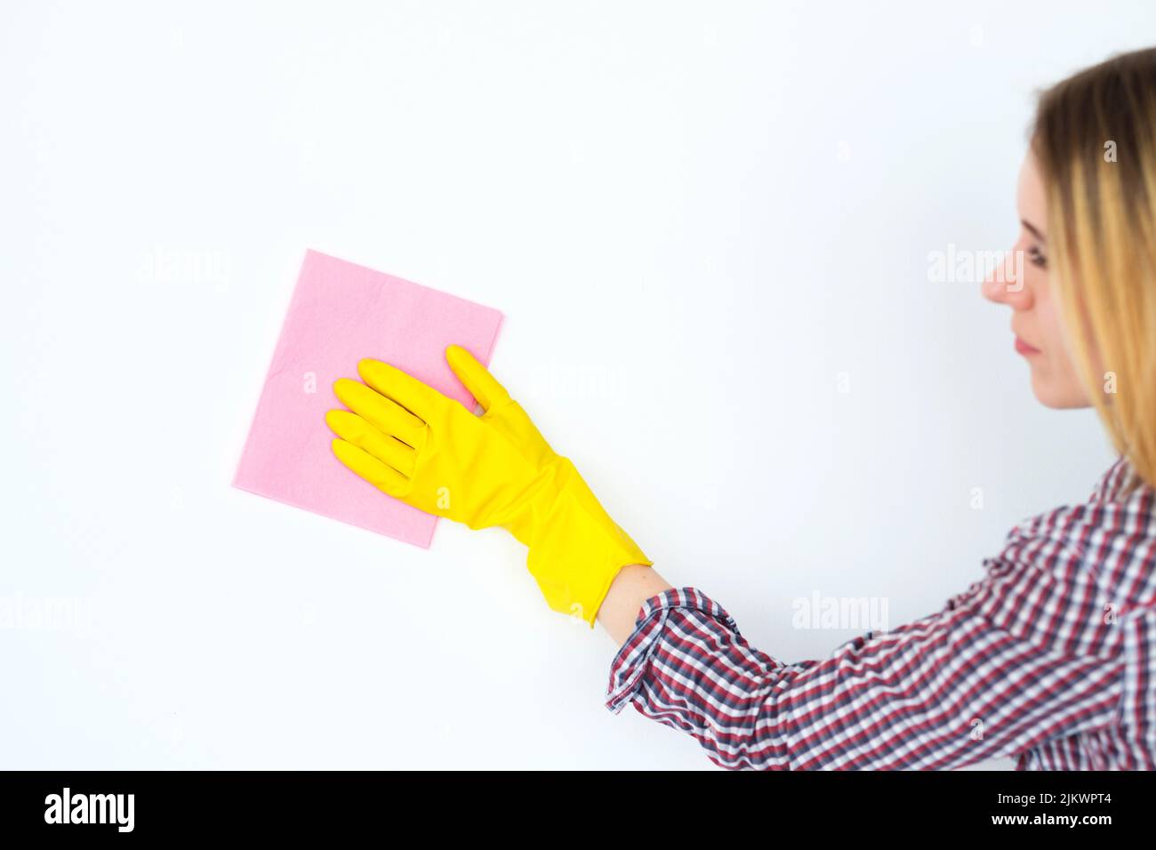 household chores tidying up woman cleaning glove Stock Photo Alamy