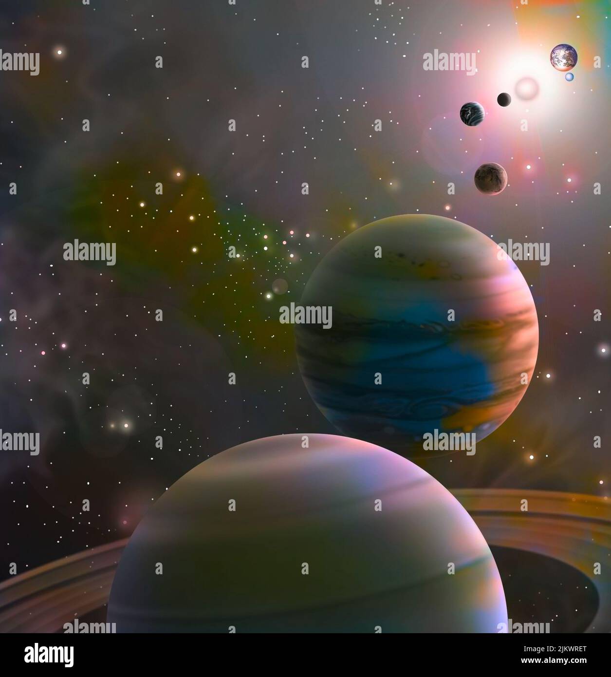 Alignment of the planets planned by astrologers for May 5, 2000. Stock Photo