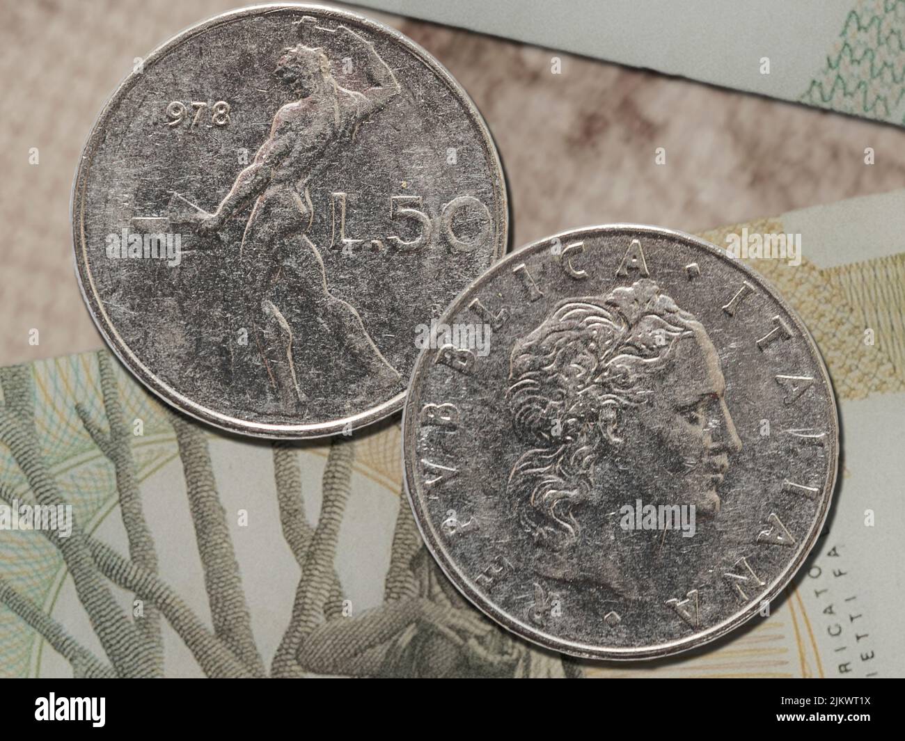Vintage italian lira coins, currency of republic of Italy before euro ...