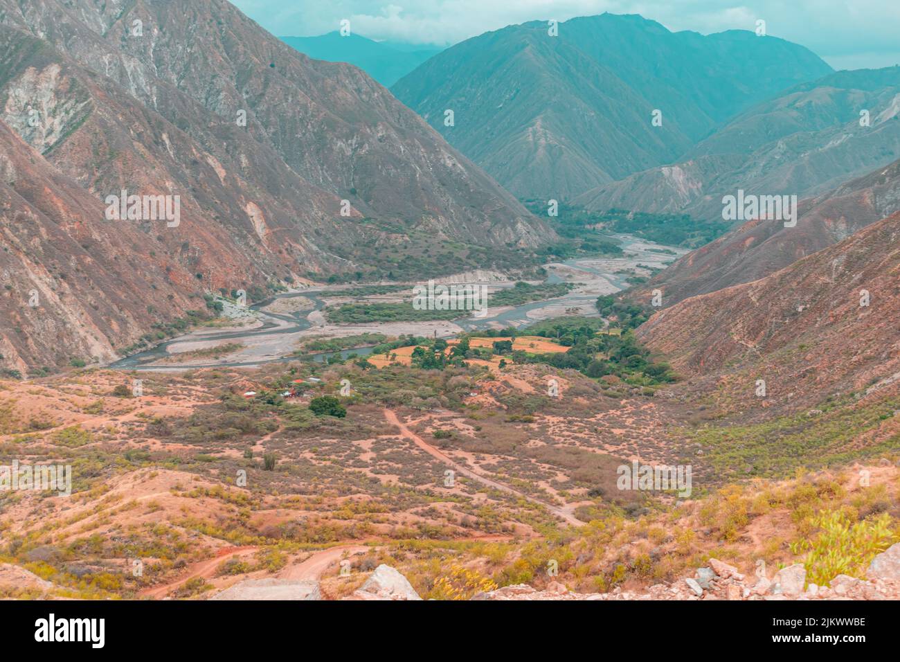 The landscapes from the Chicamocha canyon in the region of Santander, Colombia Stock Photo