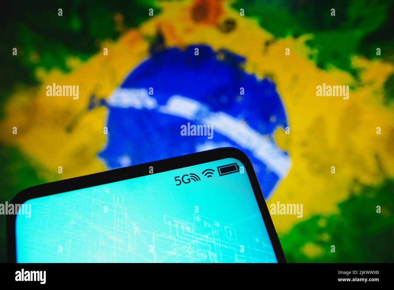 In this photo illustration the 5G internet icon seen displayed on a ...
