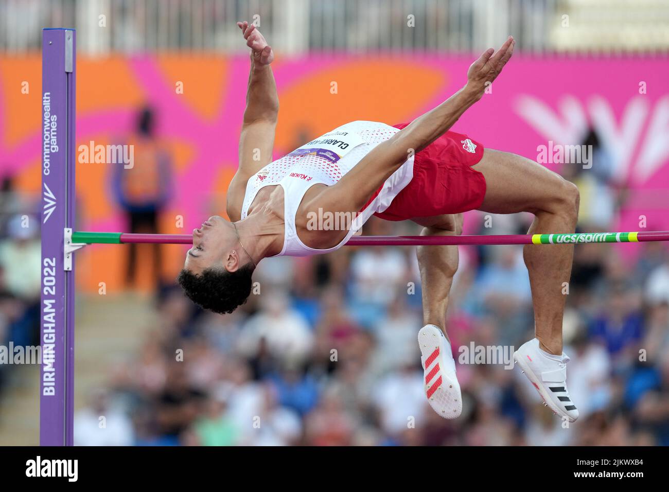 England’s Joel Clarke-Khan in action during the Men’s High Jump Final at Alexander Stadium on day six of the 2022 Commonwealth Games in Birmingham. Picture date: Wednesday August 3, 2022. Stock Photo