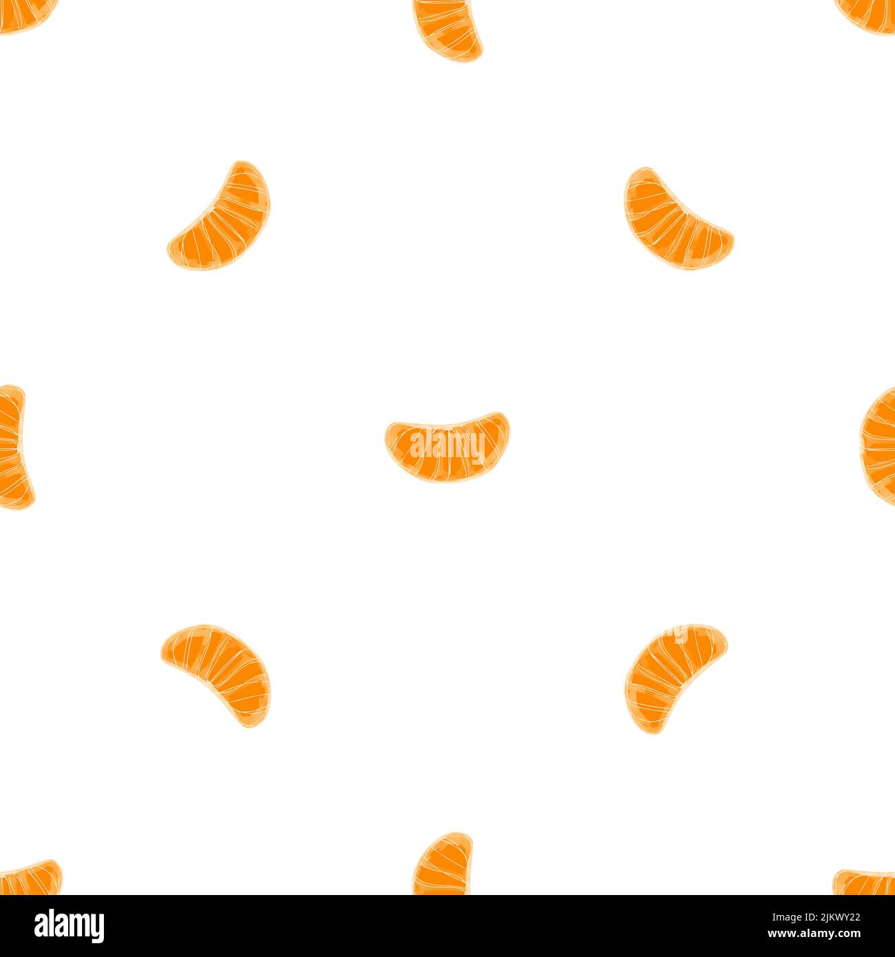 Seamless pattern with iIllustration a slice tangerine on a white background Stock Vector
