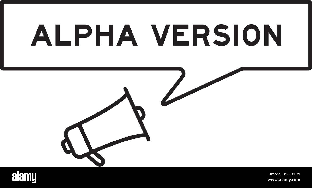 Megaphone icon with speech bubble in word alpha version on white