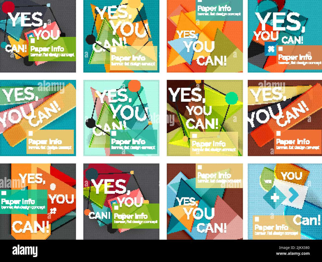 Set of square shaped banners or background layouts, web interface or ...