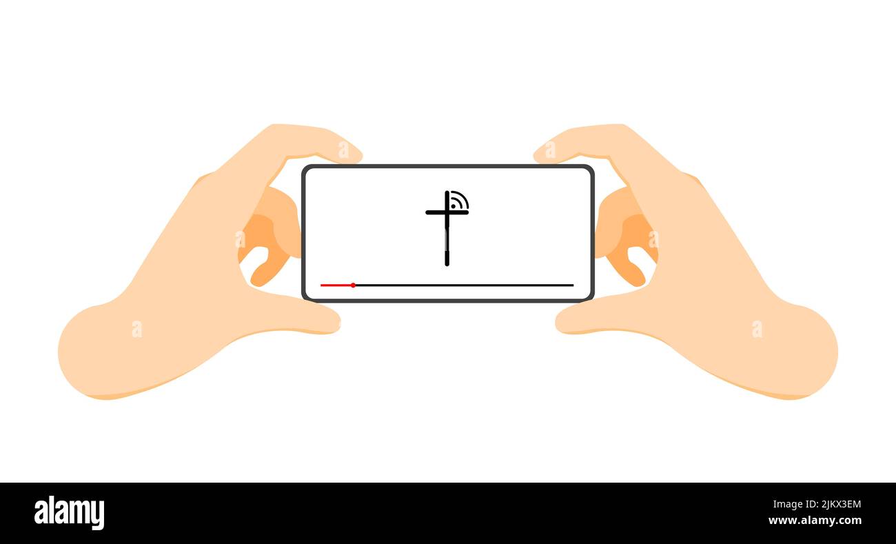 View the broadcast from the church using your phone. Online church concept Stock Vector