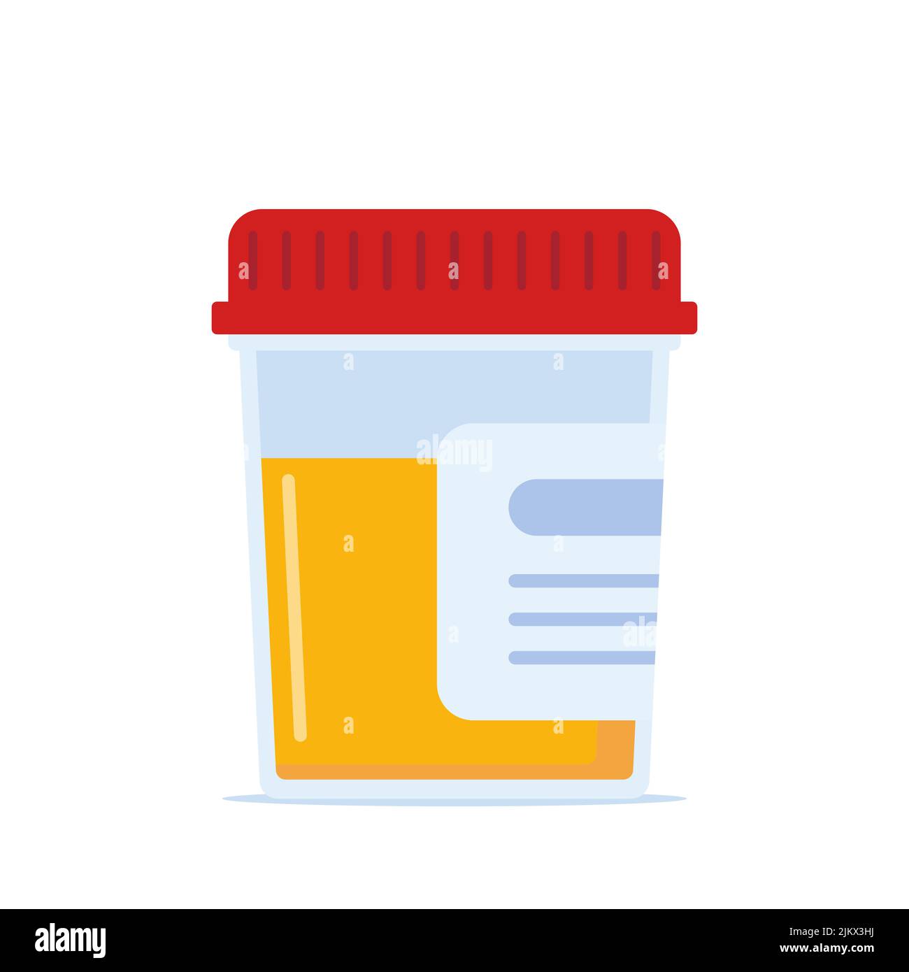 Urine analysis. Urine test icon. Pee sample in a plastic box. Medical