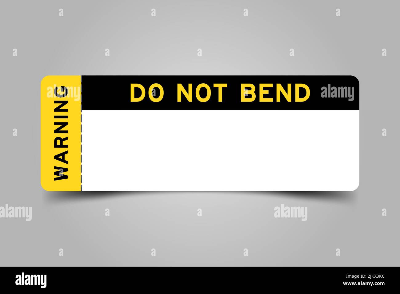 Yellow and black color ticket with word warning and do not bend and