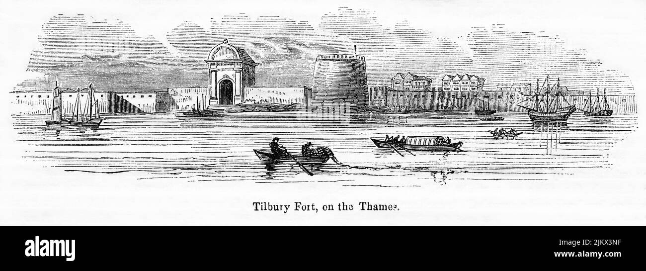 Tilbury Fort, on the Thames, Illustration from the Book, 'John Cassel’s Illustrated History of England, Volume II', text by William Howitt, Cassell, Petter, and Galpin, London, 1858 Stock Photo
