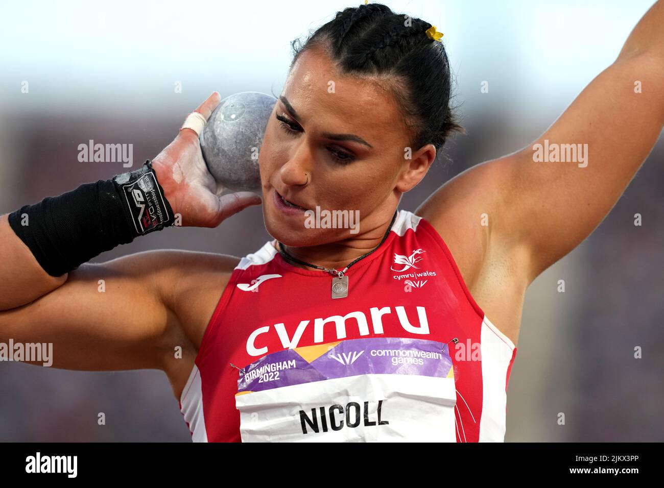 Wales’ Adele Nicoll in action during the Women’s Shot Put - Final at Alexander Stadium on day six of the 2022 Commonwealth Games in Birmingham. Picture date: Wednesday August 3, 2022. Stock Photo