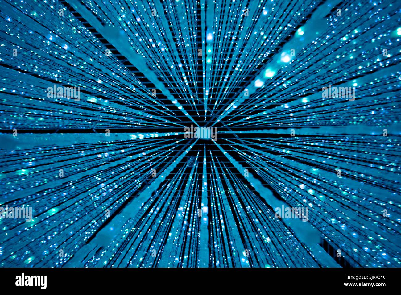 A blue light art installation at TeamLab Borderless, Tokyo, Japan Stock