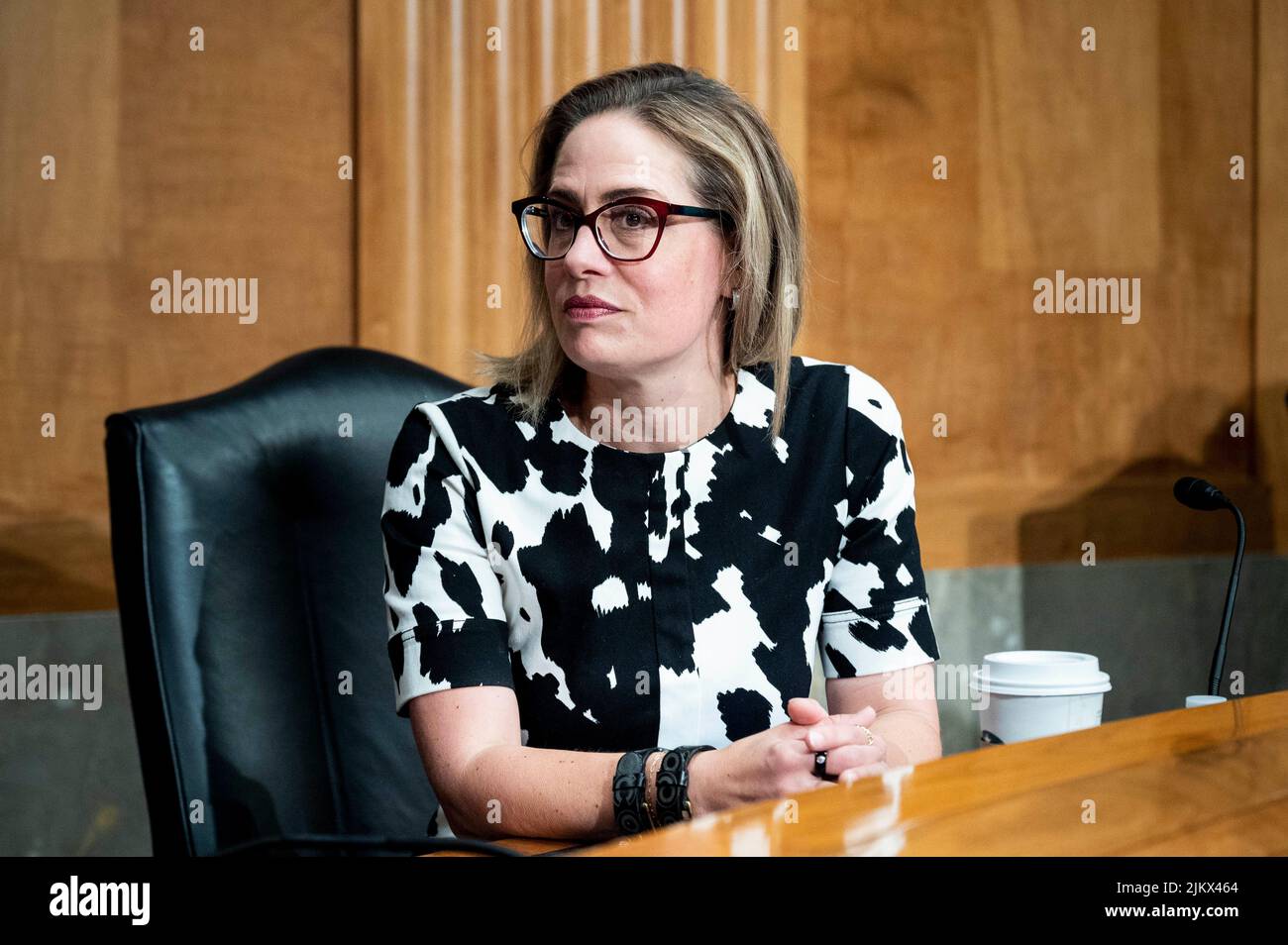August 3, 2022, Washington, District of Columbia, United States: U.S. Senator KYRSTEN SINEMA (D-AZ) at a business meeting of the Senate Homeland Security and Governmental Affairs Committee. (Credit Image: © Michael Brochstein/ZUMA Press Wire) Stock Photo