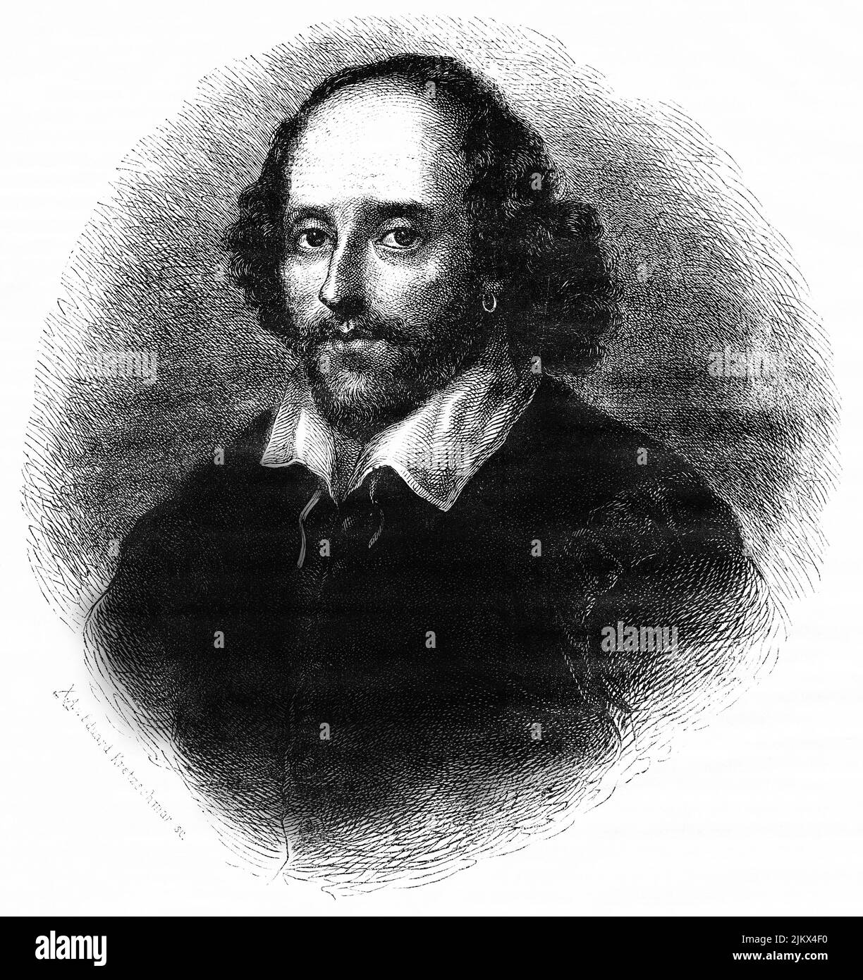 William Shakespeare, Illustration from the Book, 'John Cassel’s Illustrated History of England, Volume II', text by William Howitt, Cassell, Petter, and Galpin, London, 1858 Stock Photo